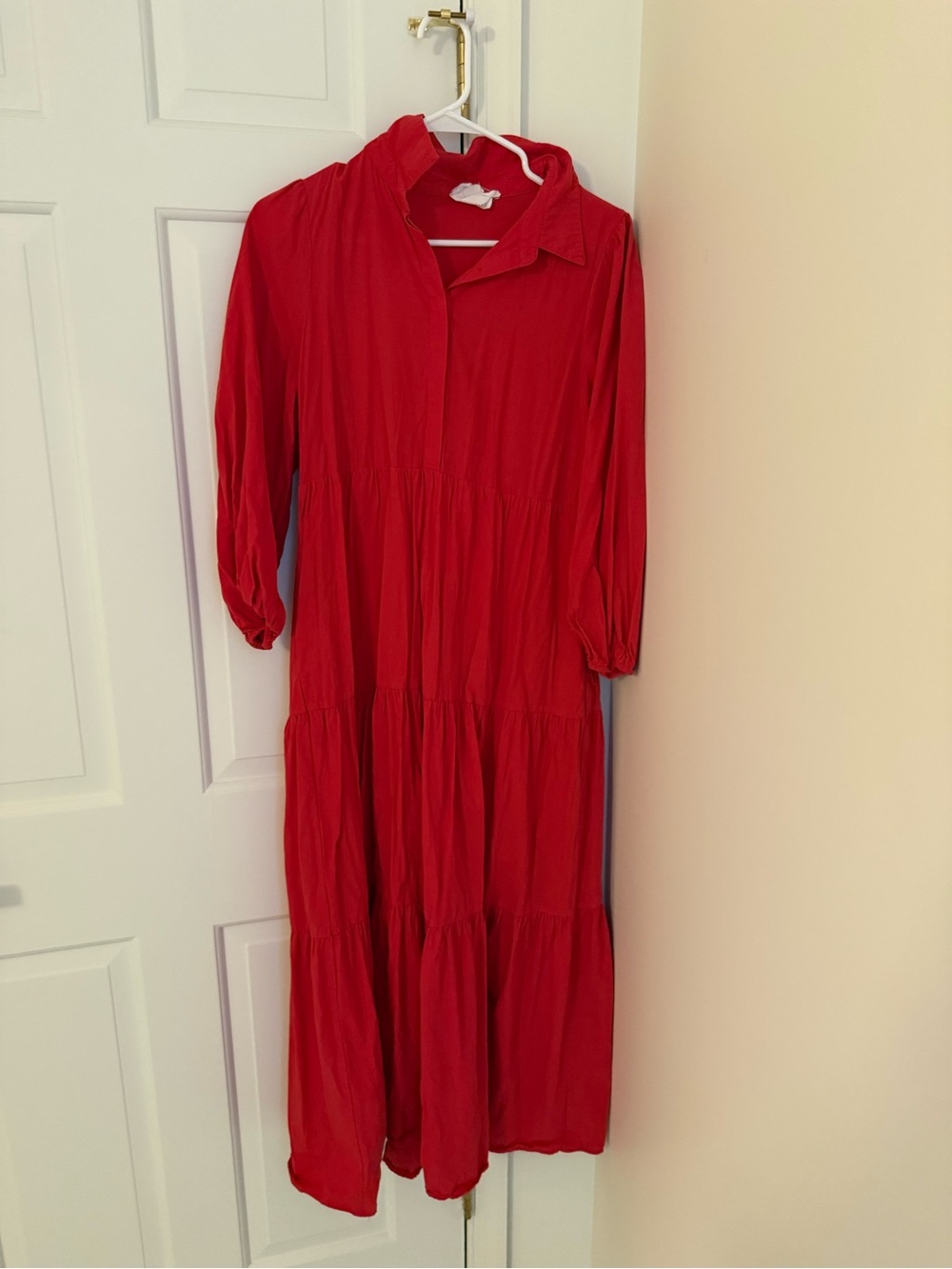 Red Tiered Long Sleeve Dress - Pomander place Tuckernuck